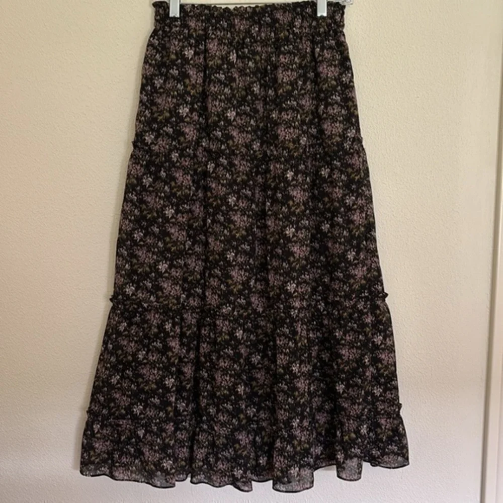 Madewell Crinkle Georgette Tiered Maxi Skirt in Blurred Blooms